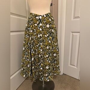 CATHERINE MALANDRINO Floral Green and White Skirt